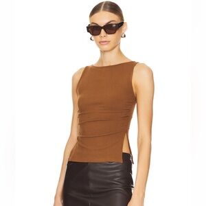 REVOLVE Ribbed Brown Side-Slit Tank Top